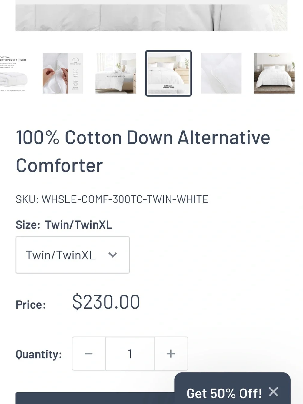 Alternative White Down-Alternative Duvet Insert size twinXL